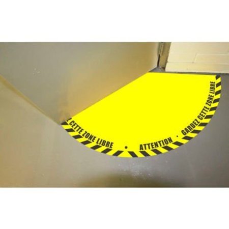 ERGOMAT DuraStripe Half 90 Door Swing Sign, Black on Yellow, 34in x 34in 0656-UEN